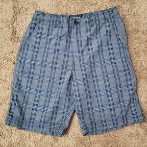 CHAMPS‎ Blue Gray Plaid Casual Flat Front Shorts Mens Size 34